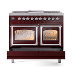 ILVE UND40FNMPBUC Nostalgie II Noblesse 40 inch Dual Fuel Range (Natural Gas, Triple Glass Door, Burgundy, Chrome)