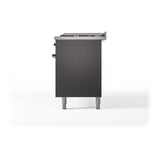 ILVE UN60FQNMPMGB Nostalgie II Noblesse 60 inch Dual Fuel Range (9 Sealed Burners + Griddle, Natural Gas, Solid Door, Graphite Matte, Burnished)