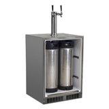 Outdoor 24" Twin Tap Built In Beer Dispenser with Stainless Steel Door - Solid Stainless Steel Door With Lock - Right Hinge