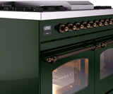 Nostalgie II 40 Inch Dual Fuel Liquid Propane Freestanding Range in Emerald Green with Bronze Trim