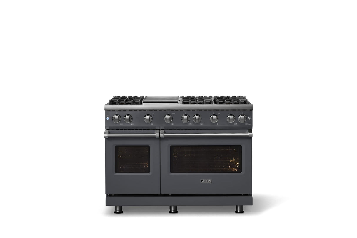 48"W. Sealed Burner Gas Range (Burner: 6g, Finish: Cast Black, Trim: Polished Chrome, Fuel: Natural Gas)