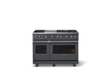 48"W. Sealed Burner Gas Range (Burner: 6g, Finish: Cast Black, Trim: Polished Chrome, Fuel: Natural Gas)