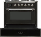 Majestic II 36 Inch Dual Fuel Liquid Propane Freestanding Range in Matte Graphite with Chrome Trim
