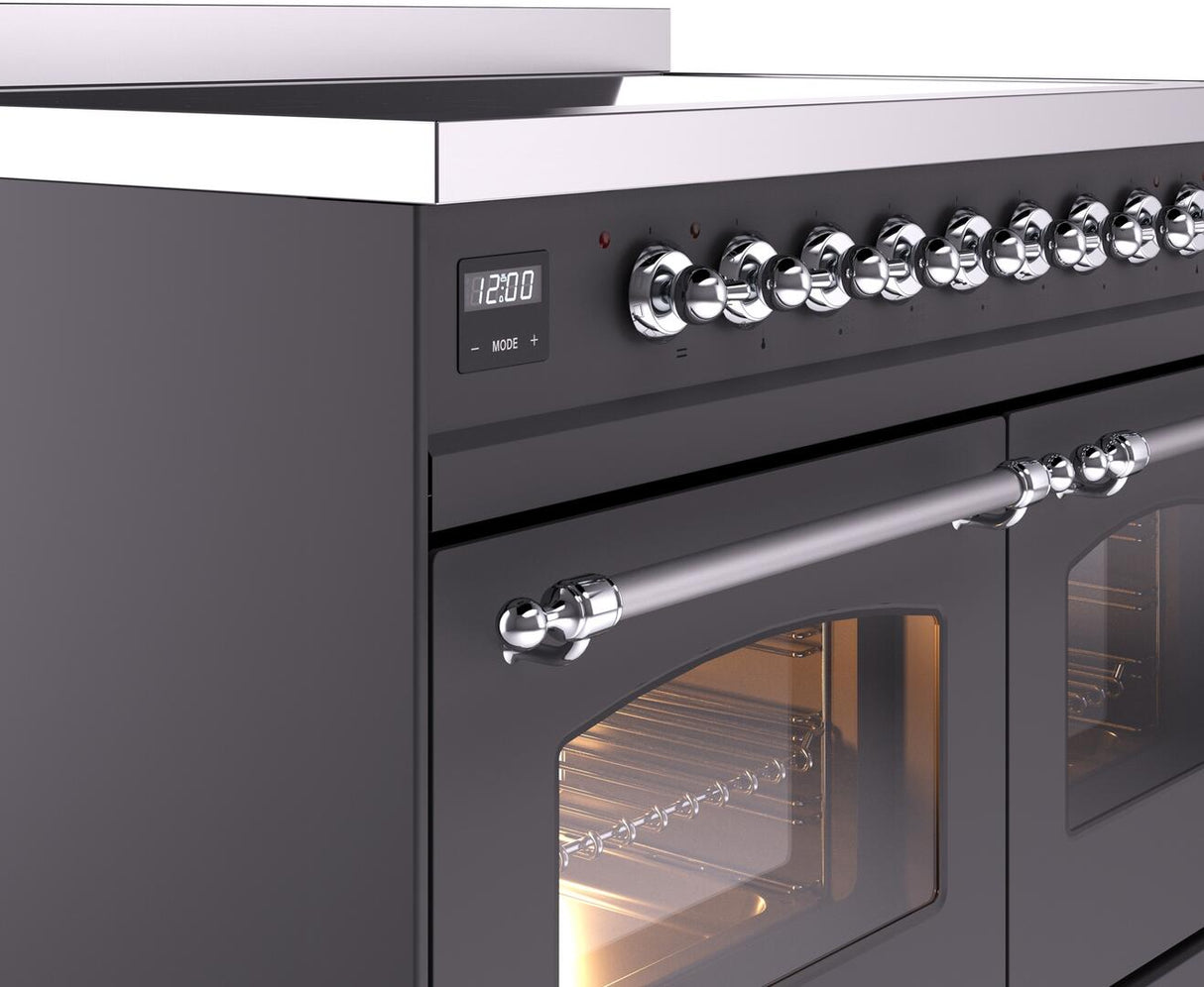Nostalgie II 40 Inch Electric Freestanding Range in Matte Graphite with Chrome Trim