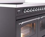 Nostalgie II 40 Inch Electric Freestanding Range in Matte Graphite with Chrome Trim