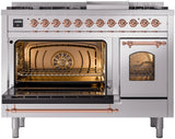 Nostalgie II 48 Inch Dual Fuel Liquid Propane Freestanding Range in Stainless Steel with Copper Trim