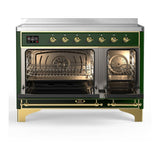 ILVE UMIB48NR3EGG Majestic III 48 inch Induction Range with 6 Elements, 5.02 cu. ft. Total Oven Capacity (Triple Glass Door, Emerald Green, Brass)