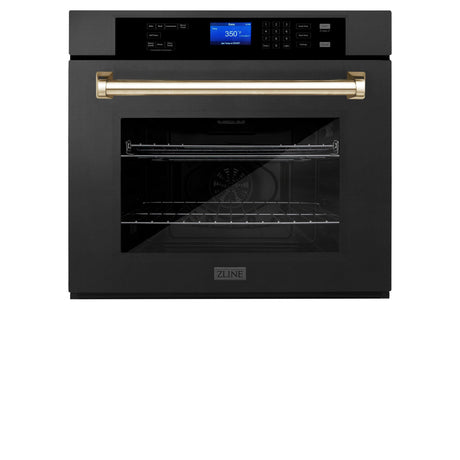ZLINE 30" Autograph Edition Single Wall Oven with Self Clean and True Convection in Black Stainless Steel (AWSZ-30-BS) [Color: Gold]