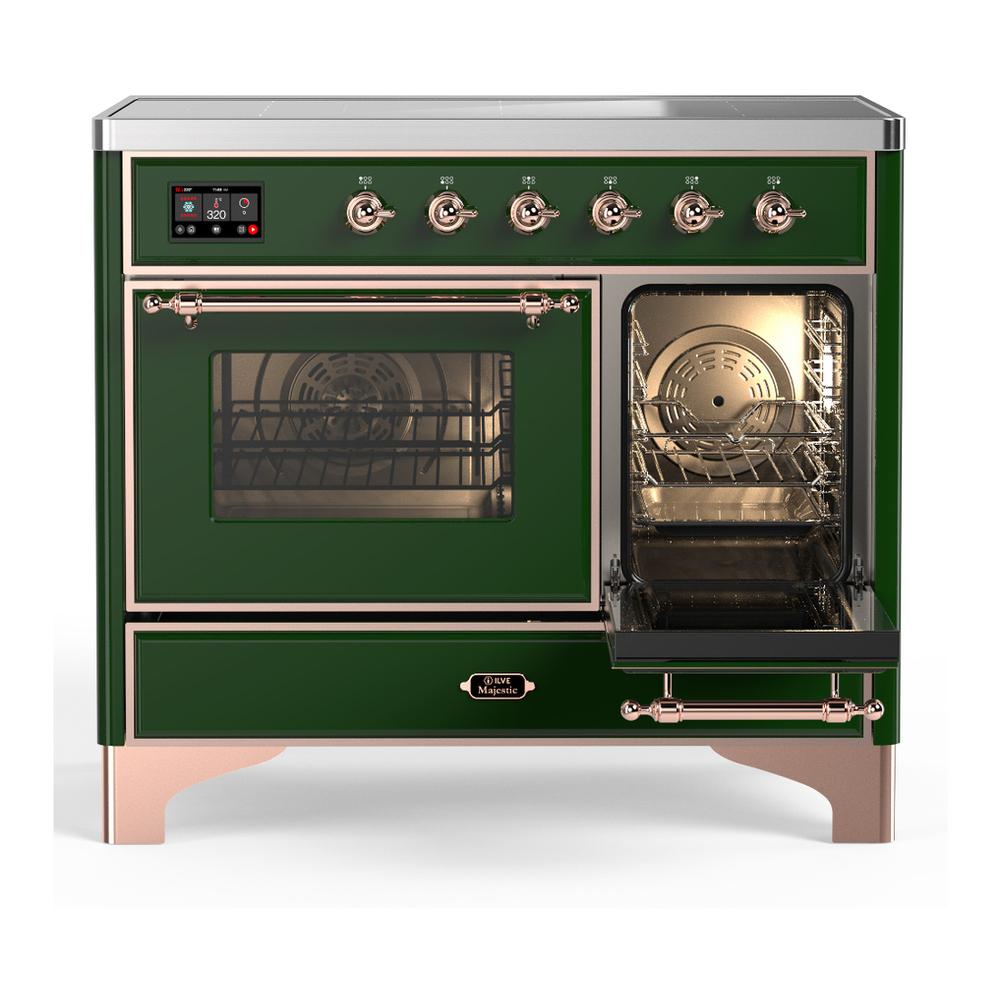 ILVE UMDIB40NR3EGP Majestic III 40 inch Induction Range with 6 Elements, 3.82 cu. ft. Total Oven Capacity (Triple Glass Door, Emerald Green, Copper)