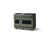 48"W. Dual Fuel Range (Burner: 6g, Finish: Eucalyptus, Trim: Polished Chrome, Fuel: Natural Gas)