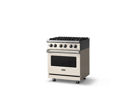 30"W. Dual Fuel Range (Finish: Pure White, Trim: Polished Chrome, Fuel: Natural Gas)