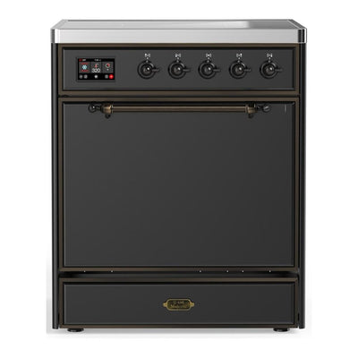 ILVE UMIB30QNR3MGB Majestic III 30 inch Induction Range with 4 Elements, 4 cu. ft. Oven Capacity (Solid Door, Graphite Matte, Burnished)