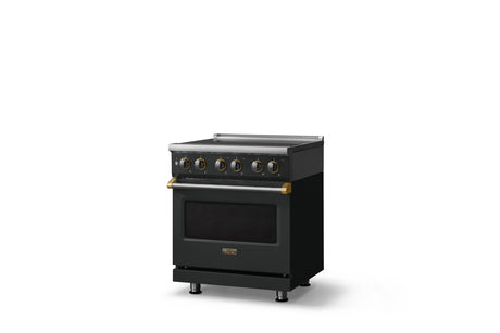 30"W. Electric Range (Finish: Antique Bronze, Trim: Brushed Brass)