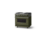 36"W. Dual Fuel Range (Burner: 4g, Finish: Martini, Trim: Polished Chrome, Fuel: Natural Gas)