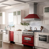 ZLINE 18 in. Compact Top Control Dishwasher with Stainless Steel Tub and Traditional Handle, 52dBa (DW-18) [Color: Red Gloss]