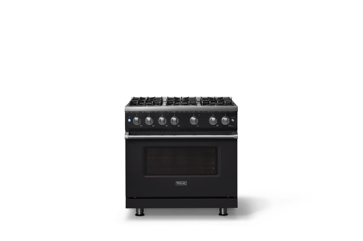 36"W. Sealed Burner Gas Range (Burner: 6b, Finish: Onyx, Trim: Polished Chrome, Fuel: Natural Gas)