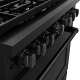 ZLINE 36 in. 5.2 cu. ft. 6 Burner Gas Range with Convection Gas Oven in Black Stainless Steel (SGRB-36)