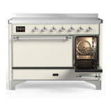ILVE UMIB48QNR3AWC Majestic III 48 inch Induction Range with 6 Elements, 5.02 cu. ft. Total Oven Capacity (Solid Door, Antique White, Chrome)