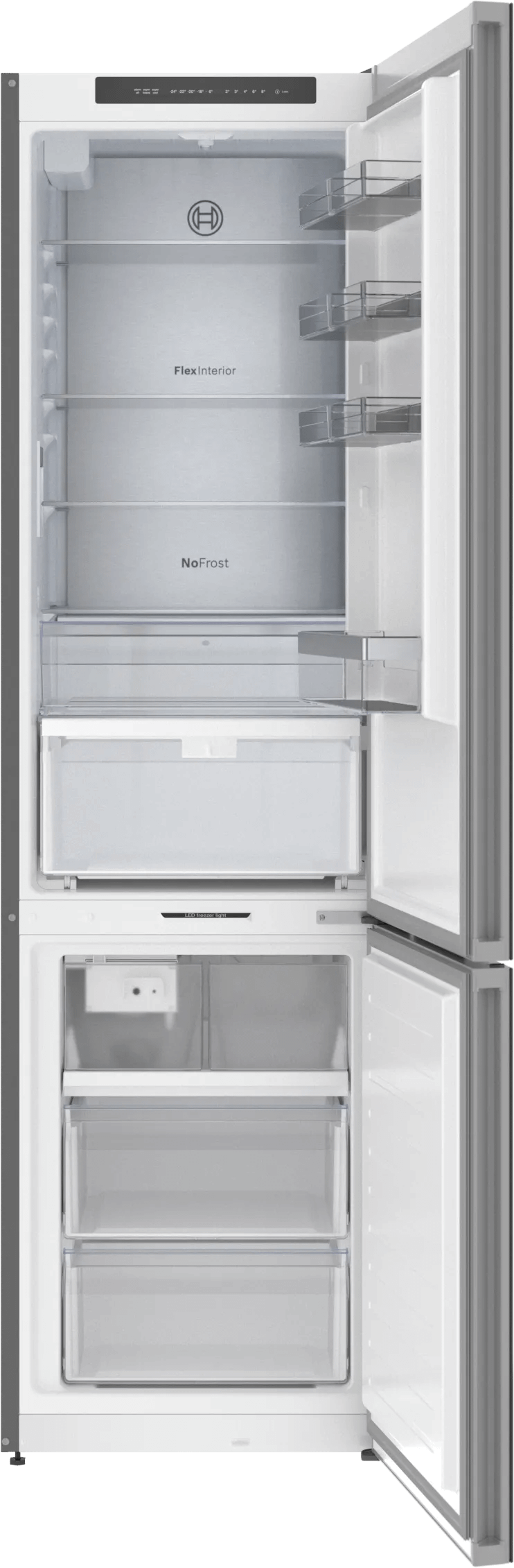 800 Series Free-standing fridge-freezer with freezer at bottom, glass door 24" Black, Total No Frost