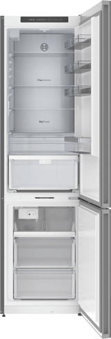 800 Series Free-standing fridge-freezer with freezer at bottom, glass door 24" Black, Total No Frost