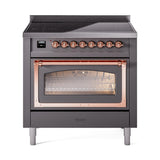 ILVE UNI366NMPMGP Nostalgie II Noblesse 36 inch Induction Range (Triple Glass Door, Graphite Matte, Copper)