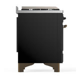 ILVE UMD40FNR3BKB Majestic III 40 inch Dual Fuel Range with 6 Burners and Griddle, Dual Function Burner up to 25,000 BTU (Natural Gas, Triple Glass Door, Glossy Black, Burnished)