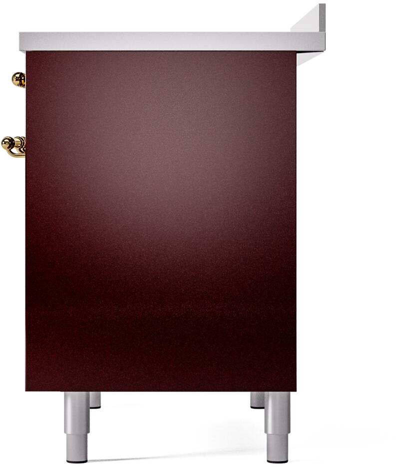 Nostalgie II 40 Inch Electric Freestanding Range in Burgundy with Brass Trim