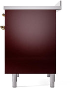 Nostalgie II 40 Inch Electric Freestanding Range in Burgundy with Brass Trim