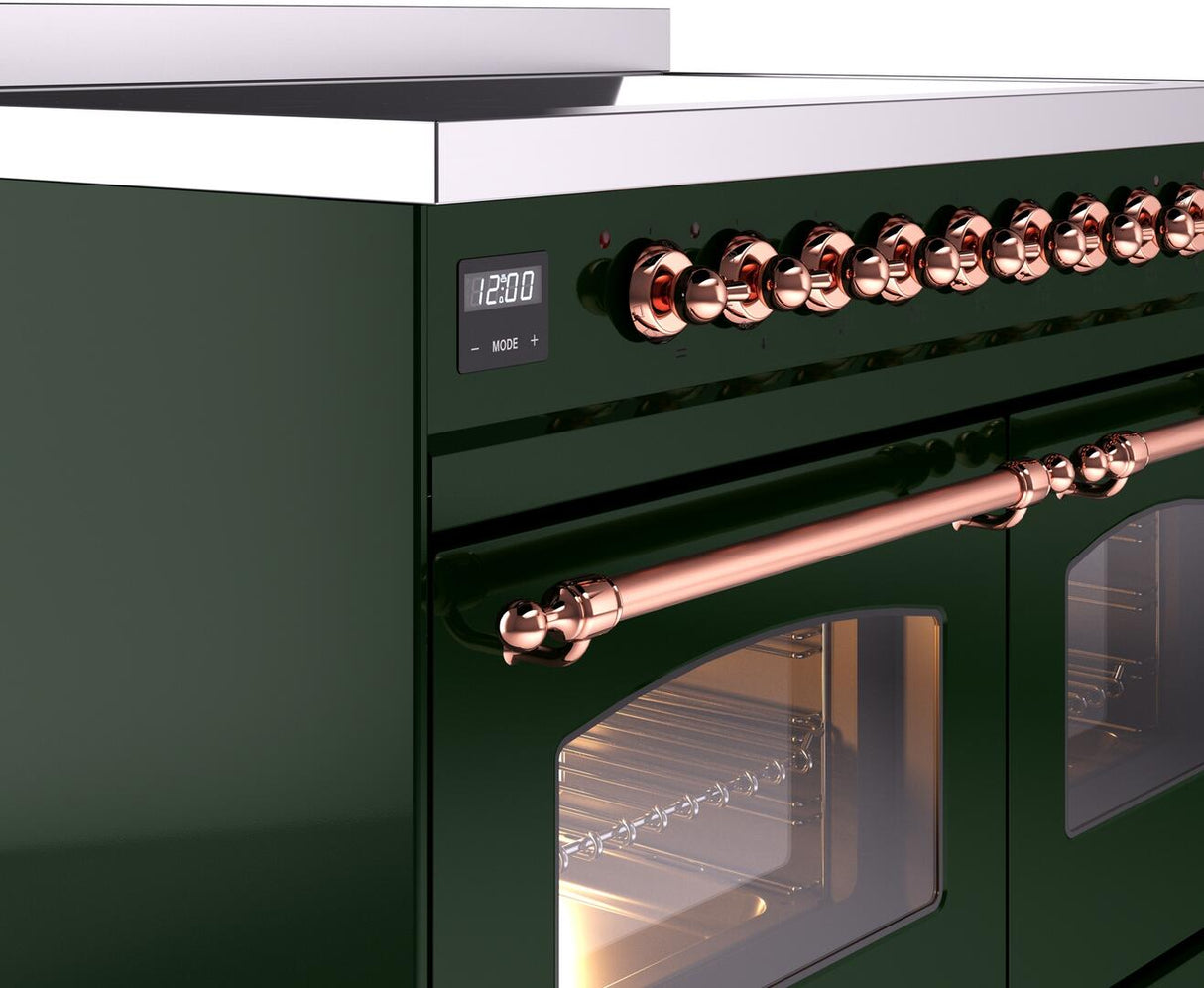 Nostalgie II 40 Inch Electric Freestanding Range in Emerald Green with Copper Trim