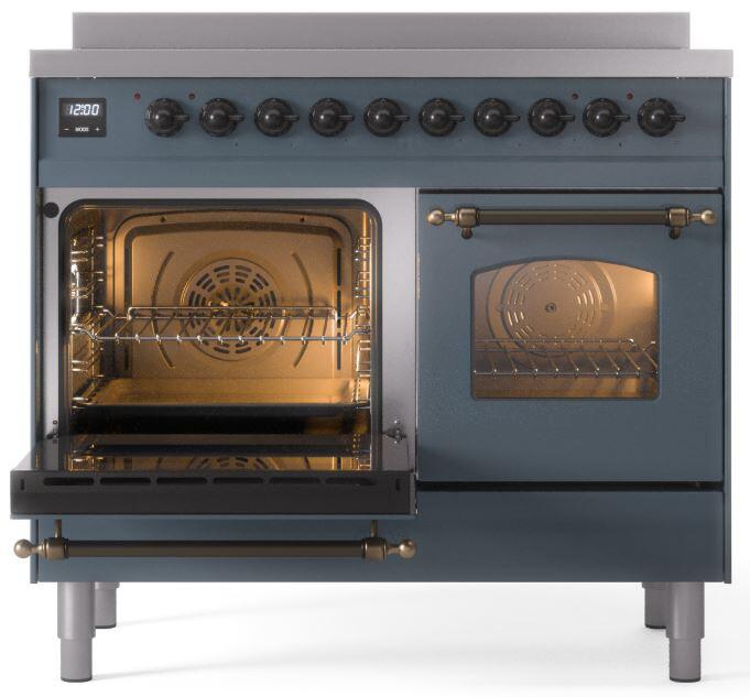 Nostalgie II 40 Inch Electric Freestanding Range in Blue Grey with Bronze Trim