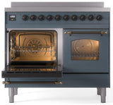 Nostalgie II 40 Inch Electric Freestanding Range in Blue Grey with Bronze Trim