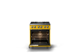 30"W. Dual Fuel Range (Finish: Daffodil, Trim: Polished Chrome, Fuel: Natural Gas)