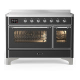 ILVE UMIB48NR3MGC Majestic III 48 inch Induction Range with 6 Elements, 5.02 cu. ft. Total Oven Capacity (Triple Glass Door, Graphite Matte, Chrome)
