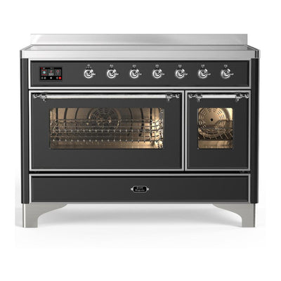 ILVE UMIB48NR3MGC Majestic III 48 inch Induction Range with 6 Elements, 5.02 cu. ft. Total Oven Capacity (Triple Glass Door, Graphite Matte, Chrome)