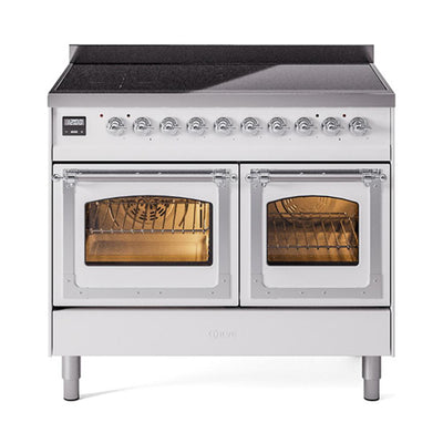 ILVE UNDI406NMPWHC Nostalgie II Noblesse 40 inch Induction Range (Triple Glass Door, White, Chrome)