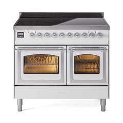 ILVE UNDI406NMPWHC Nostalgie II Noblesse 40 inch Induction Range (Triple Glass Door, White, Chrome)