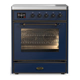 ILVE UMIB30NR3MBB Majestic III 30 inch Induction Range with 4 Elements, 4 cu. ft. Oven Capacity (Triple Glass Door, Midnight Blue, Burnished)