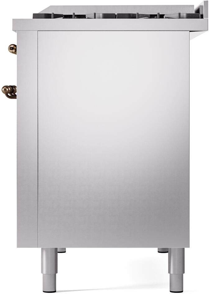 Nostalgie II 48 Inch Dual Fuel Liquid Propane Freestanding Range in Stainless Steel with Bronze Trim