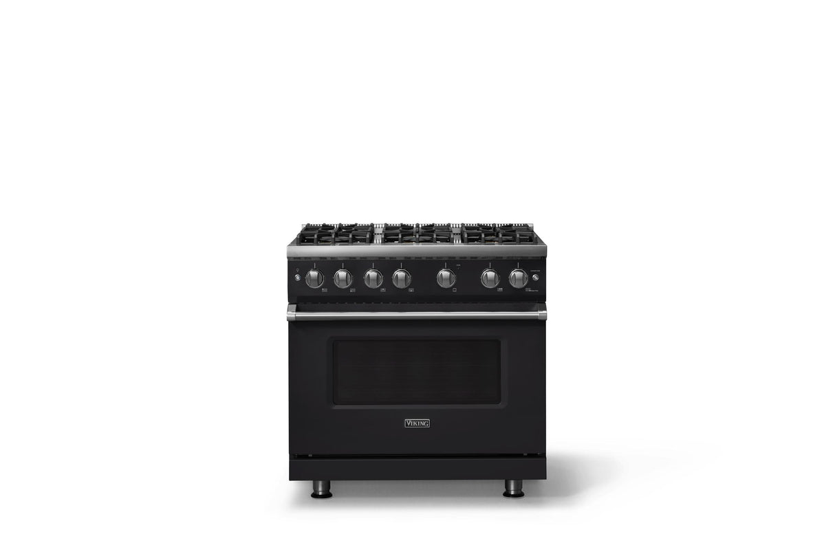 36"W. Sealed Burner Gas Range (Burner: 6b, Finish: Onyx, Trim: Polished Chrome, Fuel: Natural Gas)