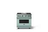 36"W. Sealed Burner Gas Range (Burner: 4g, Finish: Splash, Trim: Polished Chrome, Fuel: Natural Gas)