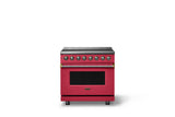 36"W. Induction Range (Finish: Valentine, Trim: Brushed Brass)