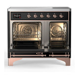 ILVE UMDIB40NR3BKP Majestic III 40 inch Induction Range with 6 Elements, 3.82 cu. ft. Total Oven Capacity (Triple Glass Door, Glossy Black, Copper)