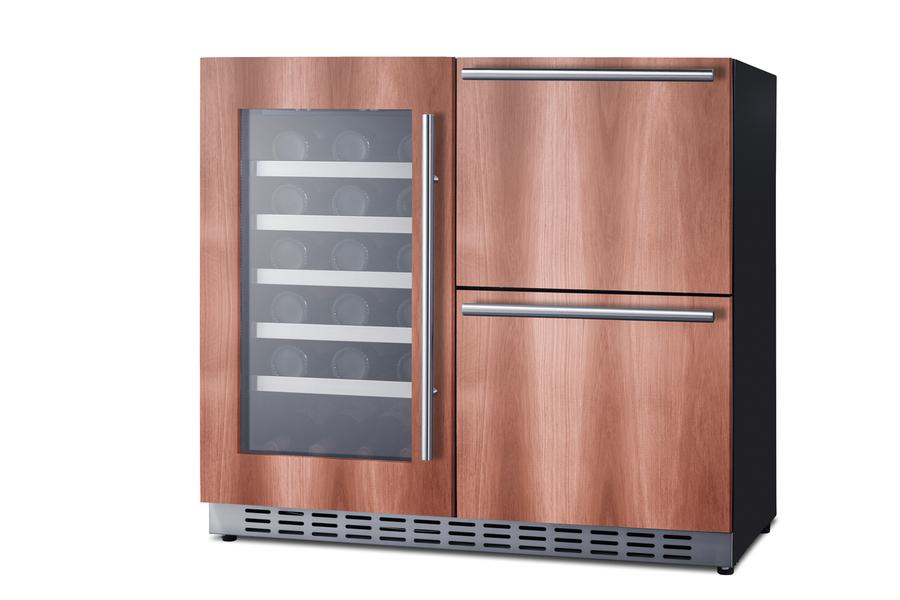 36" Wide Combination Wine Cellar & 2-drawer Refrigerator , ADA Compliant (panel Not Included)