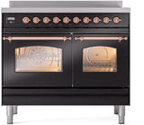 Nostalgie II 40 Inch Electric Freestanding Range in Glossy Black with Copper Trim