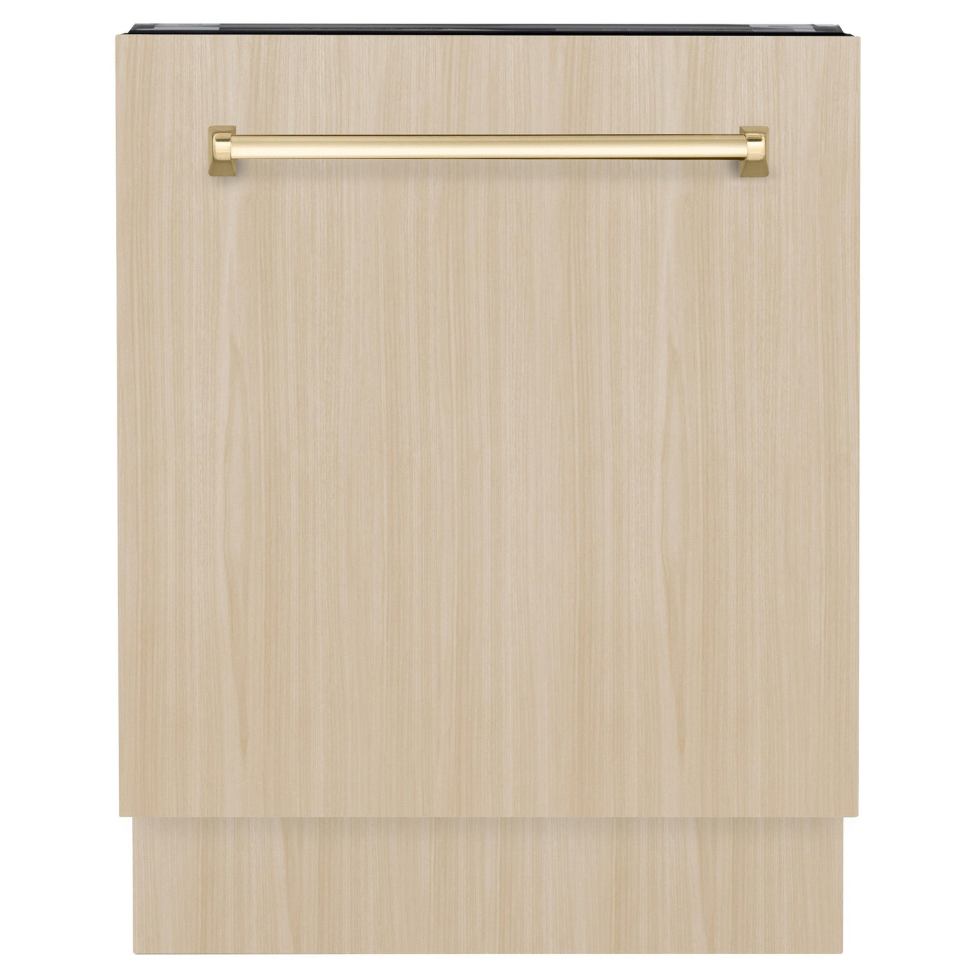 ZLINE Autograph Edition 24" Tallac Series 3rd Rack Top Control Built-In Tall Tub Dishwasher in Custom Panel Ready with Polished Gold Handle, 51dBa (DWVZ-24-G)