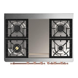 ILVE UMD40FQNR3AWP Majestic III 40 inch Dual Fuel Range with 6 Burners and Griddle, Dual Function Burner up to 25,000 BTU (Natural Gas, Solid Door, Antique White, Copper)