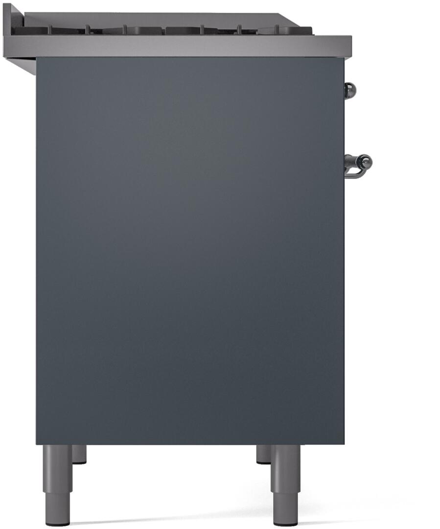 Nostalgie II 40 Inch Dual Fuel Liquid Propane Freestanding Range in Blue Grey with Chrome Trim