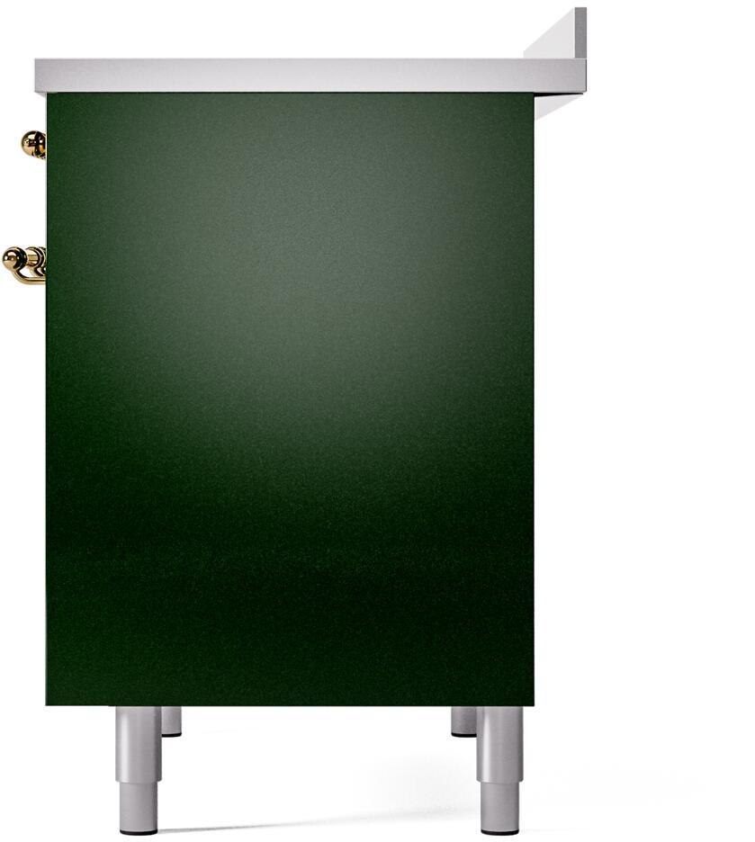 Nostalgie II 40 Inch Electric Freestanding Range in Emerald Green with Brass Trim