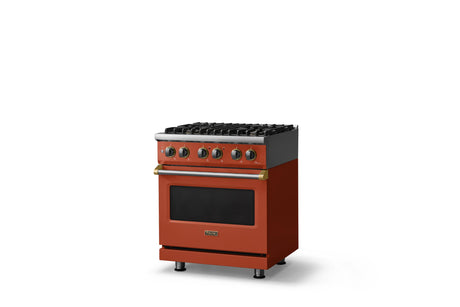 30"W. Dual Fuel Range (Finish: Spiced Cider, Trim: Brushed Brass, Fuel: Natural Gas)