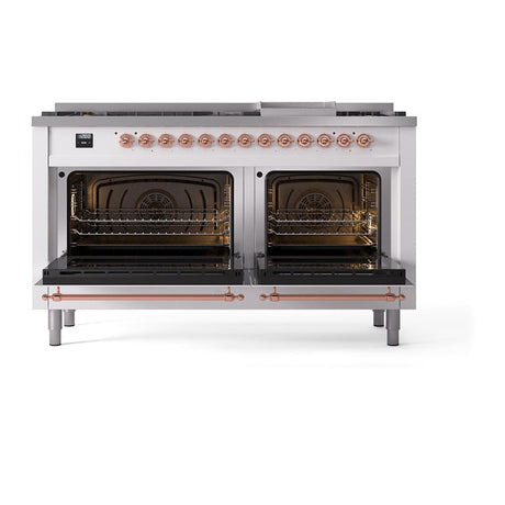 ILVE UN60FQNMPRAPLP Nostalgie II Noblesse 60 inch Dual Fuel Range (9 Sealed Burners + Griddle, Liquid Propane, Solid Door, RAL, Copper)
